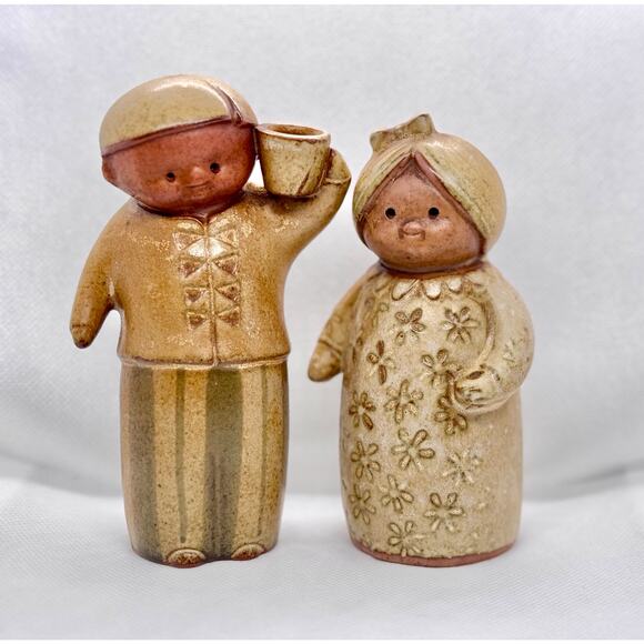 Vintage Fitz And Floyd Stoneware Japan Figurines - Boy & Girl Set - Picture 3 of 10